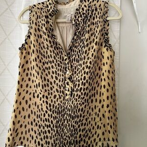 J. Crew Tan and Black Sleeveless Blouse